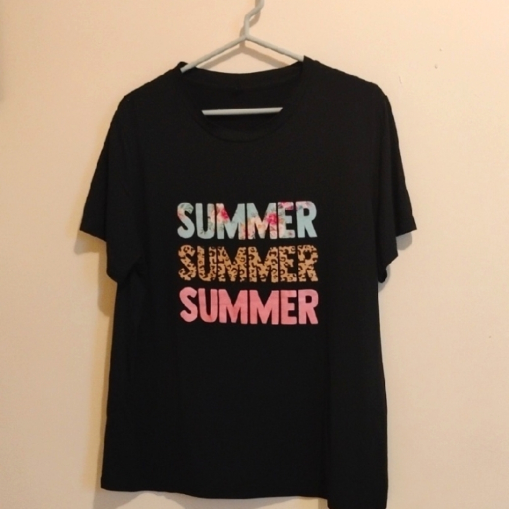 BLACK T-SHIRT WITH COLORFUL 'SUMMER"' PRINT SIZE 1XL